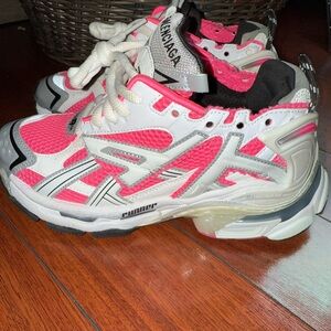Balenciaga Women's Pink and White Athletic Sneakers